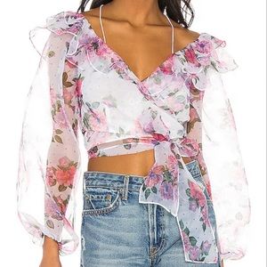 For Love & Lemons x Revolve Ruffle Wrap Top